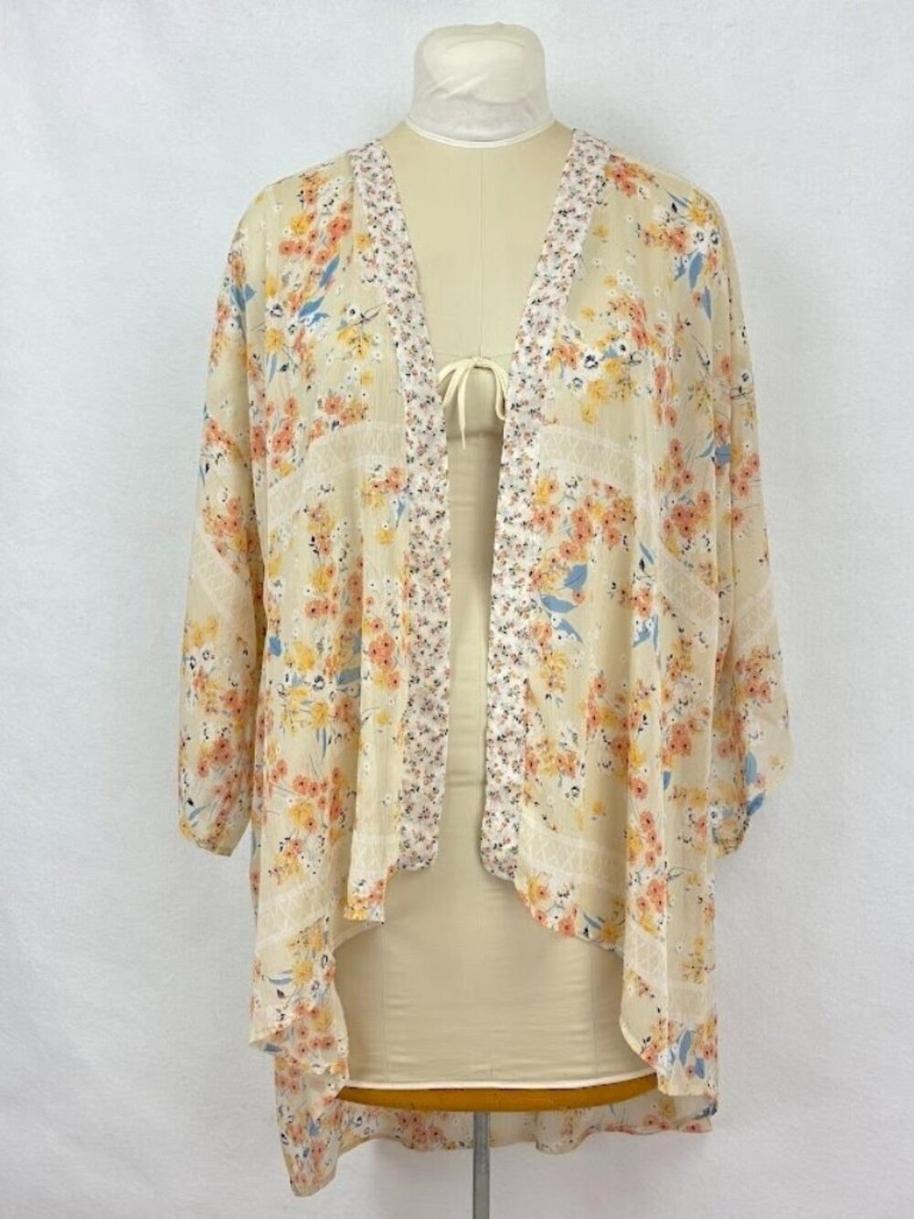 Band Of Gypsies Cardigan Kimono Waterfall Floral Boho Chiffon Cover Up Fairy S
